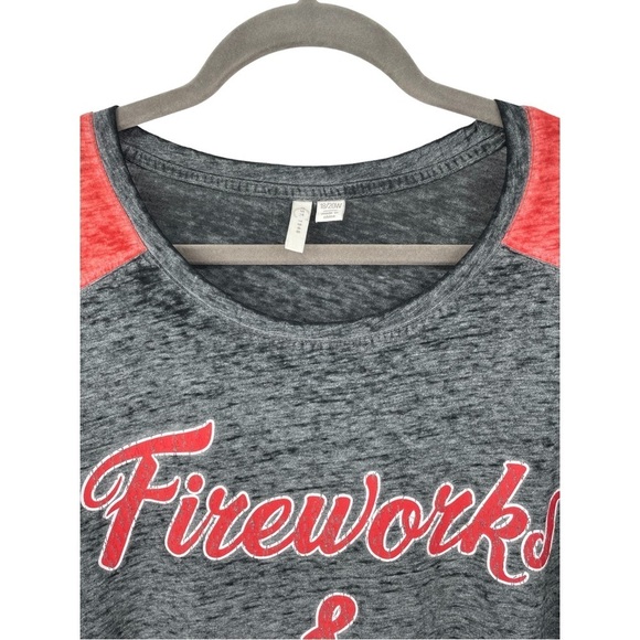 “Fireworks & Beer” Charcoal Gray/Red/White Burnout Style Tee Sz - 18/20W - Picture 6 of 13